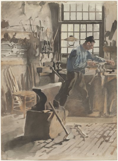 Blacksmith at Work in His Forge by Willem Arnoldus Witsen