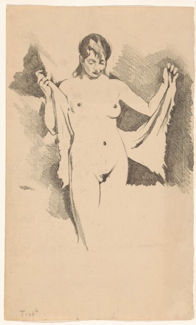 Standing Nude Woman Drying Herself by Willem Arnoldus Witsen