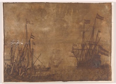 Ships at a Harbor Head by Willem van de Velde (I)