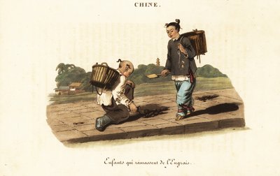 Chinese children collecting horse manure by William (after) Alexander