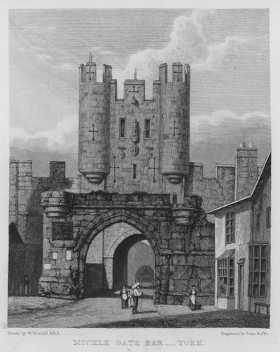 Mickle Gate Bar, York (engraving) by William (after) Westall