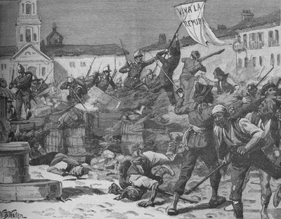 Street Fighting in Malaga by William Barnes Wollen