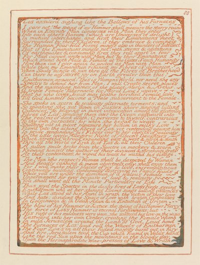 Jerusalem, Plate 88, Los answerd sighing by William Blake