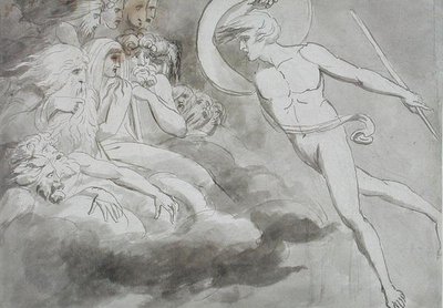 Satan Approaching the Court of Chaos by William Blake