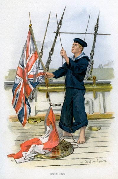 Royal Navy sailor signalling by William Christian Symons