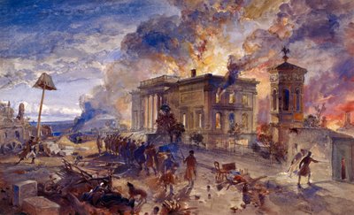 Burning Temple of the Winds by William Crimea Simpson