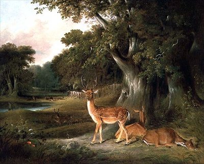Deer in a Wooded Landscape by William Daniell