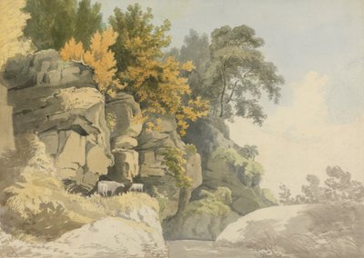Wooded Rocks by a Stream (Derbyshire?) by William Day