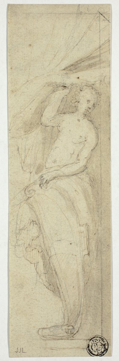 Female Figure Pulling Aside Curtain by William Etty