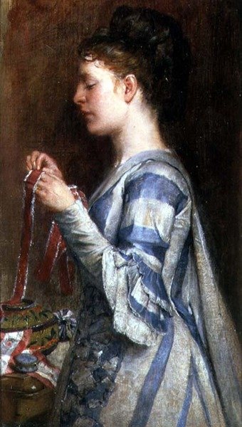 Girl Embroidering by William Fettes Douglas