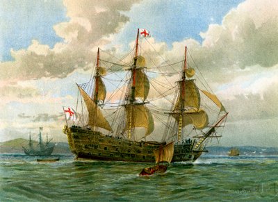 Royal Navy Battle Ship, c1650 by William Frederick Mitchell