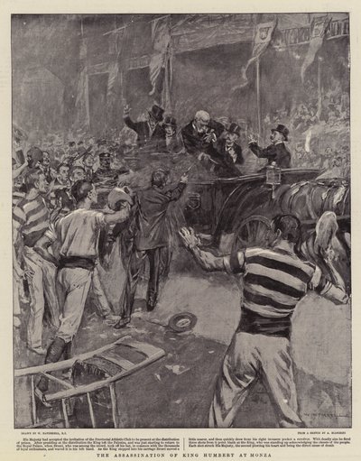 The Assassination of King Humbert at Monza by William Hatherell