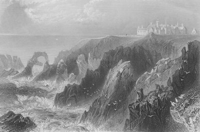 View of Slaines Castle, near Peterhead by William Henry Bartlett