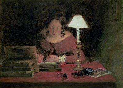 Girl Writing by Lamplight, c.1850 by William Henry Hunt