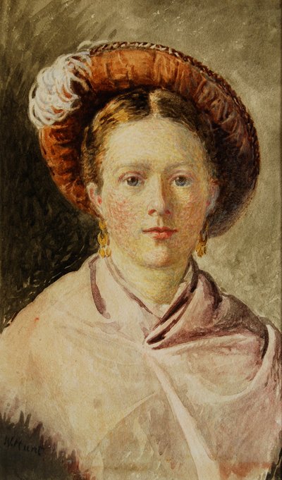 Lady in a Feathered Hat by William Henry Hunt