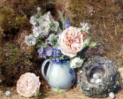 Still Life of Flowers and Nest by William Henry Hunt