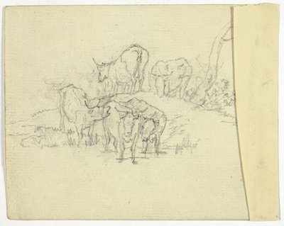 Cattle (recto); The Charlatan (verso) by William Henry Pyne