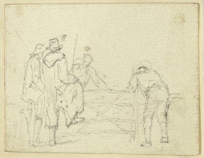 Five Figures at Gate by William Henry Pyne