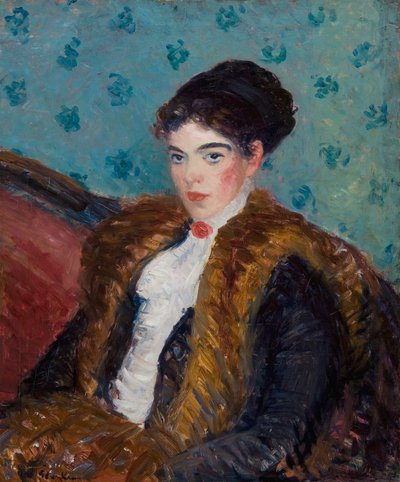 Girl with Fox Furs by William James Glackens