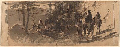 In the Sierras, A Pack Train by William Keith