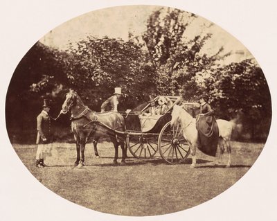 Horse-drawn Carriage and Female Rider by William Lake Price