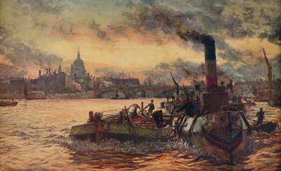 Towing Past The City by William Lionel Wyllie