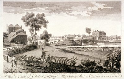 West view of Chelsea Bridge, London, c1760 by William Lodge