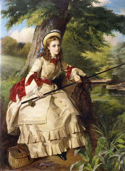 A Young Lady Fishing by William Maw Egley