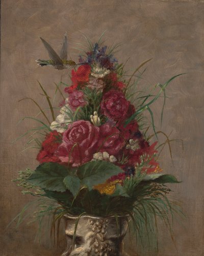 Floral Still Life with Hummingbird by William Merritt Chase