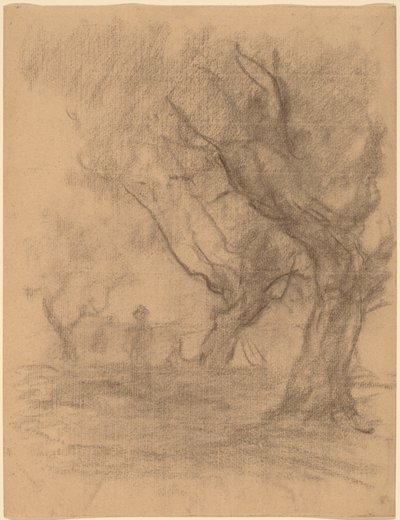 Woman Standing beneath Two Trees by William Morris Hunt
