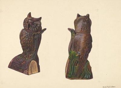 Owl on Log Bank by William O. Fletcher