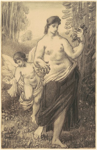 Nude Walking with Cupid by William P. Babcock