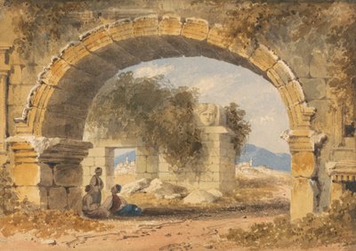 Figures Seated Under a Stone Arch by William Page