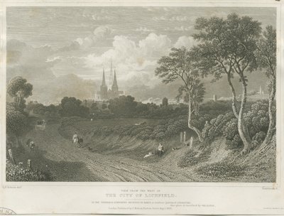 Lichfield Cathedral - West View by William Tombleson