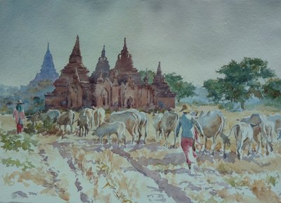 928 Bagan, homewards herding by Wilson Clive