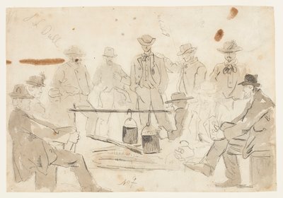 Campfire with Soldiers by Winslow Homer
