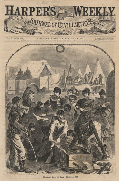 Christmas Boxes in Camp, from Harper by Winslow Homer