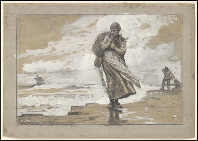 Fisher Girl with Net, 1882 by Winslow Homer
