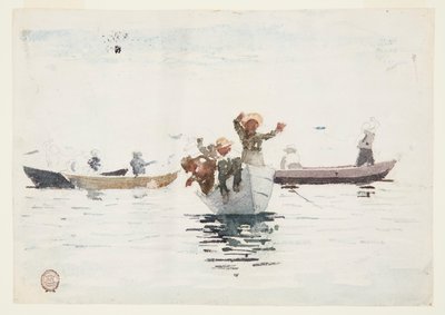 Four Rowboats with Children by Winslow Homer