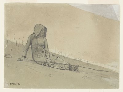 Girl Seated on a Hillside by Winslow Homer