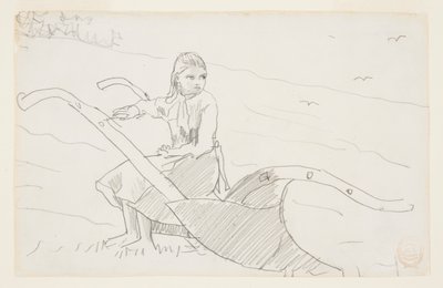 Girl Seated on a Plow by Winslow Homer
