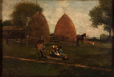 Haystacks and Children by Winslow Homer