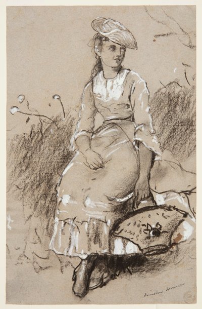 Seated Girl with a Basket by Winslow Homer