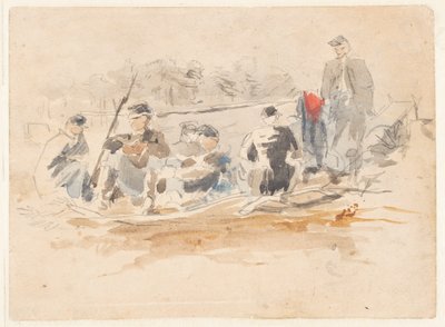 Soldiers Seated in a Group by Winslow Homer