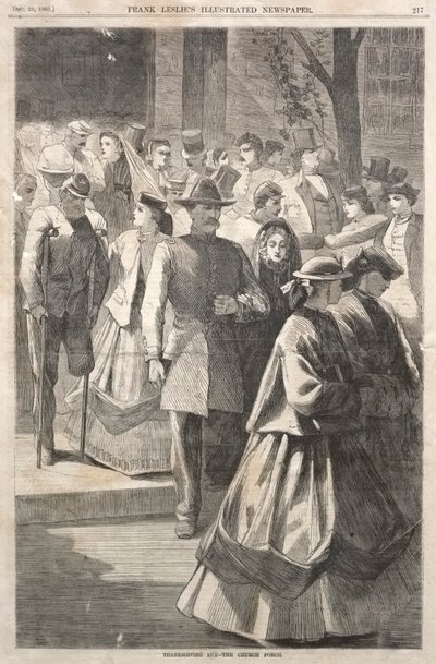 Thanksgiving Day - The Church Porch by Winslow Homer