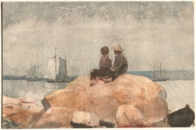 Two Boys Watching Schooners by Winslow Homer