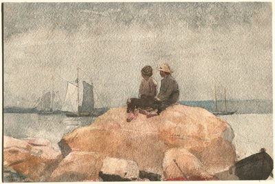Two Boys Watching Schooners by Winslow Homer