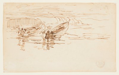 Two Dories Being Launched, England by Winslow Homer