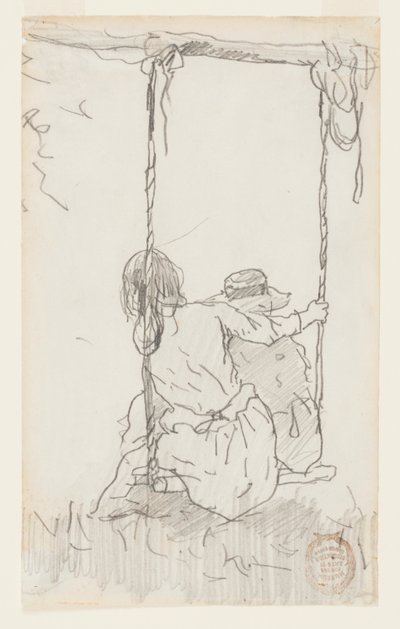 Two Girls on a Swing by Winslow Homer