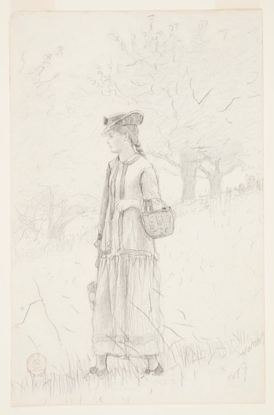 Young Woman Carrying a Basket by Winslow Homer